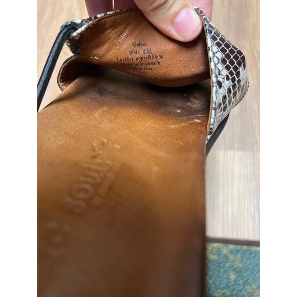 Gentle Souls Black Snake Print Leather Slip On Open Toe Slide Sandals Size 8 - Picture 8 of 8